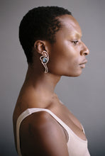 Load image into Gallery viewer, Knotted Wire and Topaz Mixed Metal Earrings
