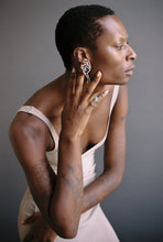 Load image into Gallery viewer, Knotted Wire and Topaz Mixed Metal Earrings
