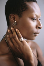 Load image into Gallery viewer, Mid-Century Abstract Carved Earrings with Pearls
