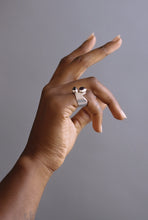 Load image into Gallery viewer, Blue Topaz and Amethyst Double Bezel Ring
