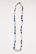 Load image into Gallery viewer, Silver and Lapis Beaded Chain Necklace
