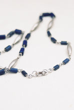 Load image into Gallery viewer, Silver and Lapis Beaded Chain Necklace
