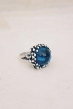 Load image into Gallery viewer, Brutalist Blue Art Glass Orb Ring
