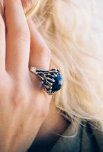 Load image into Gallery viewer, Brutalist Blue Art Glass Orb Ring
