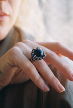 Load image into Gallery viewer, Brutalist Blue Art Glass Orb Ring
